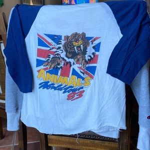 1983 world tour, animals concert T-shirt three-quarter sleeve baseball tee